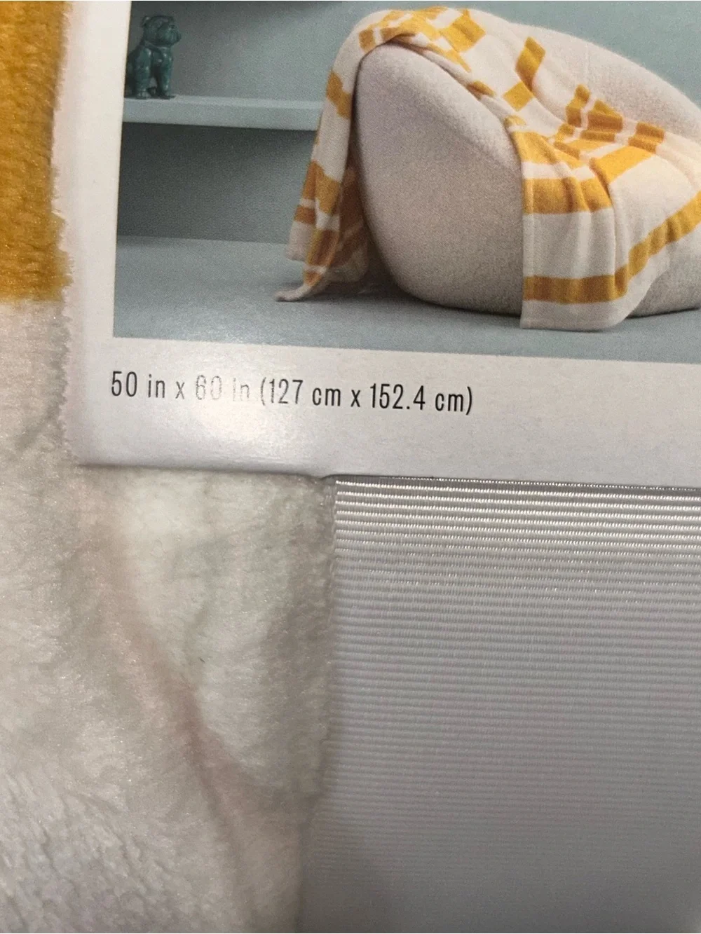 Room Essentials Gold and White Striped Plush Throw Blanket